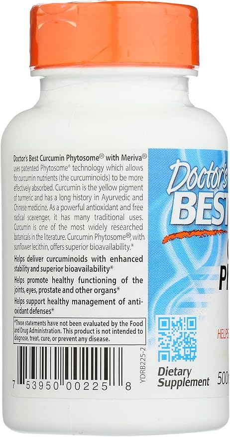 Doctor's Best Curcumin Phytosome with Meriva, Non-GMO, Vegan, 60 Veggie Capsule (Pack of 1)