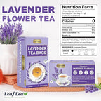 LeafLea 40 Premium Lavender Tea Bags, Natural Lavender Flowers, Lavendar Herbal Tea with Delicate Floral Aroma & Smooth Flavor, Relaxing Evening Infusion, No Caffeine, No Sugar, Individually Wrapped