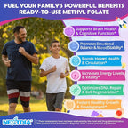 L-Methylfolate 1000 mcg + Methyl B12 Gummies for Kids & Adults - Active 5-MTHF, w/Omega-3 DHA & EPA(3:1), Choline & TMG, B6, Supports MTHFR Gene, Brain, Energy & Methylation, Sugar free, 120 Cts
