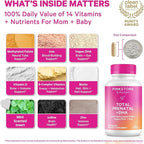 Pink Stork Total Prenatal Vitamins for Women | DHA, Folate, Iron, Choline, & Vitamin B12 | Preconception Nutrition | Prenatals for Women, Pregnancy Essentials | Doctor Formulated, 60 Count, Mint