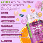 (2 Pcs) Totaria Sugar Free Multivitamin Gummies for Women 14+ w/Iron, Inositol, Folate, Biotin, Womens Daily Multivitamin Gummy w/Vitamin A, C, B, D3, K2, for Hair, Skin, Energy, Immune, Mixed Flavors