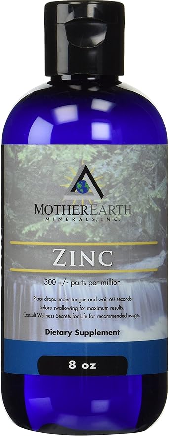 Mother Earth Minerals Ionic Liquid Zinc Supplement – High Absorption Angstrom Zinc Mineral Drops for Immune Support, Enzymatic Function & Cellular Health, 8 oz