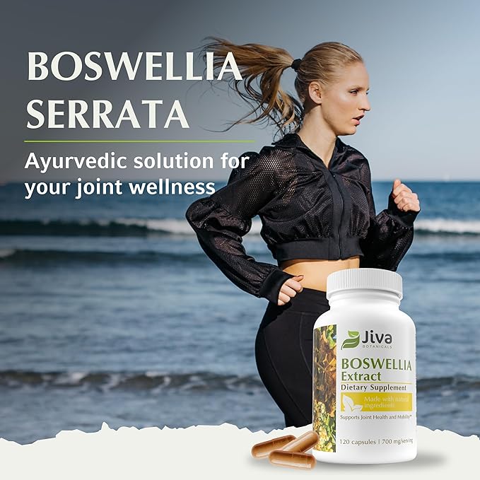 Jiva Botanicals Boswellia Extract Capsules 700mg per Serving - Boswellia Serrata Extract Supplement & Black Pepper - Joint Support Supplement for Normal Joint Health - 120 Capsules (Pack of 1)