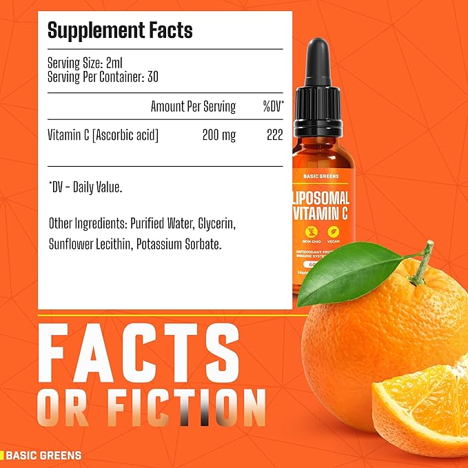 Liposomal Vitamin C Liquid – High Absorption Immune Support & Antioxidant Boost | Advanced Liposomal Delivery, Non-GMO, Vegan-Friendly Vitamin C Supplement, 4 Fl Oz