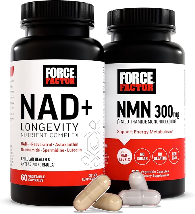Force Factor NMN Supplement, NAD+ (NMN or Nicotinamide Riboside Alternative) with Resveratrol, Astaxanthin, Spermidine & Luteolin Complex, NAD to Support Cellular Health & Healthy Aging, 60 Capsules