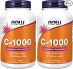 Now Supplements, Vitamin C-1,000 with Rose Hips & Bioflavonoids, Antioxidant Protection*, 250 Tablets, (Pack of 2)