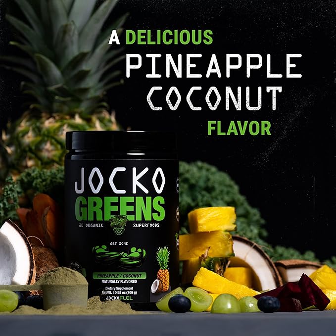 Jocko Fuel Daily Greens Powder - Premium Organic Greens Superfood Powder for Gut Health, Digestion, Bloating, Immune Support with Spirulina, Chlorella, Digestive Enzymes, & Probiotics - 30 Servings