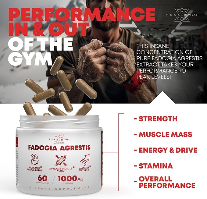 Testosterone Booster for Men with Fadogia Agrestis 1000mg Per Serving - Improve Natural Testosterone production, Increase Energy and Muscle Growth - Testosterone Supplement for Men (60 Capsules)