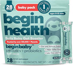 Begin Health BeginBaby Prebiotics and Probiotics for Infants 0-12 Months | Baby Formula Prebiotic + Probiotic Powder with 2'-FL HMO's & B. Infantis for Optimal Digestion | 28-Packs - Unflavored