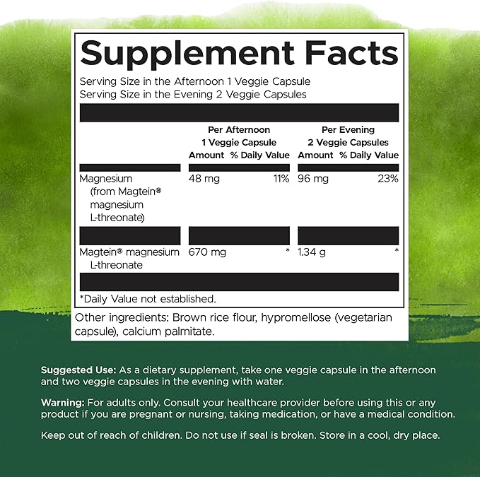 Swanson Magnesium L-Threonate Brain and Cognitive Health Supplement for Professionals Seeking Mental Clarity - 96 mg Magnesium per Serving (90 Vegan Capsules, 2 Pack)