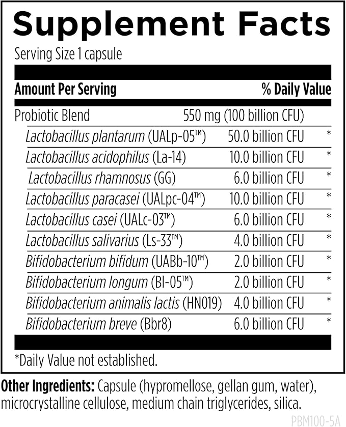 Designs for Health ProbioMed 100 - Probiotics for Digestive Health - 10 Strains with Lactobacillus Acidophilus Probiotic + Lactobacillus Rhamnosus - Gut Health + Immune Support Supplement (30 Caps)