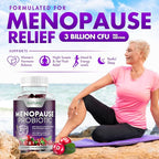 Menopause Supplements for Women - Menopause Probiotic Gummy - Women’s Menopause Relief for Hot Flashes, Night Sweats & Mood Swings with Black Cohosh & Cranberry - Non-GMO, Vegan - 60 Gummies