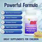 Lutimax Pediatric Powder Brain Supplement with Luteolin & Rutin for Kids - Memory, Focus, Muscle & Immune Support Brain Supplements - Nootropic Antioxidants - 200 Servings