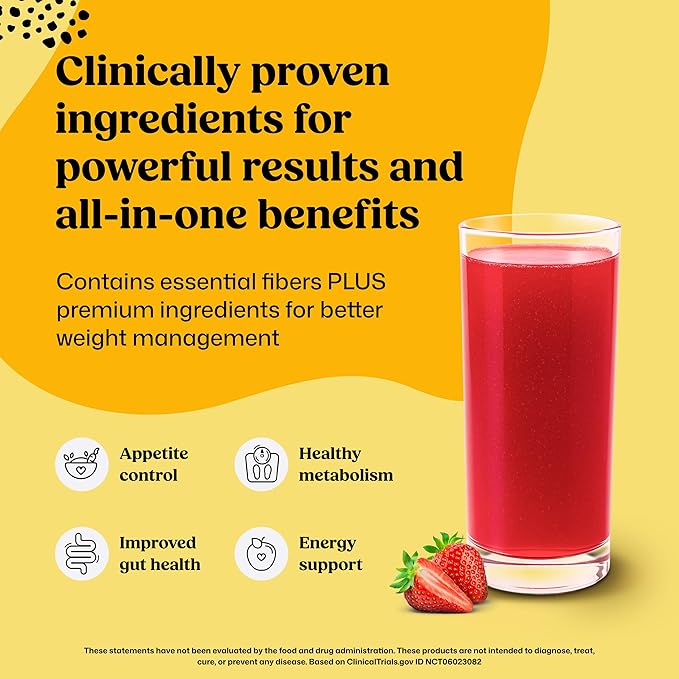 ColonBroom Premium Weight Management Supplement (Strawberry, 30 Servings) - Colon Broom Psyllium Husk Fiber Powder Drink - Gluten Free, Non-GMO Colon Cleanse for Bloating Relief & Gut Health
