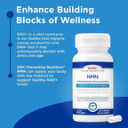 GNC Preventive Nutrition NMN, 150 mg, NAD+ Booster Supplement for Cellular Energy & DNA Repair, Anti-Aging Support, 60 Capsules, Gluten Free, 60 Servings