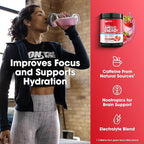 Optimum Nutrition Amino Energy Powder Plus Focus, with BCAA, Electrolytes, and Caffeine, Strawberry Burst, 65 Servings (Packaging May Vary)