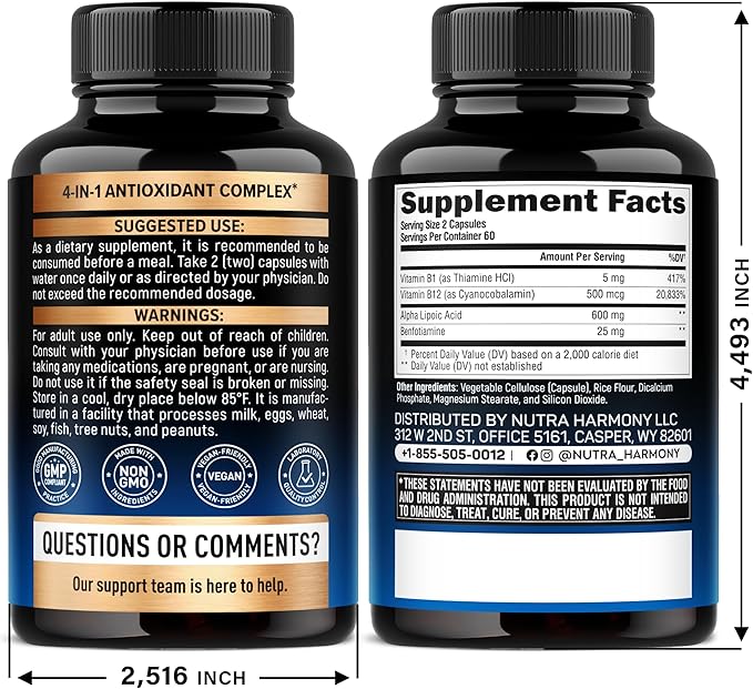 NUTRAHARMONY Alpha Lipoic Acid & Magnesium Glycinate with Glycine Capsules
