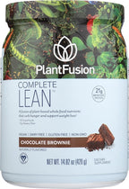 PlantFusion Complete Lean Plant Based Protein Powder - Prebiotic Fiber, Superfoods & Digestive Enzymes - Vegan, Gluten Free, Soy Free, Non-GMO - Chocolate Brownie 1 lb