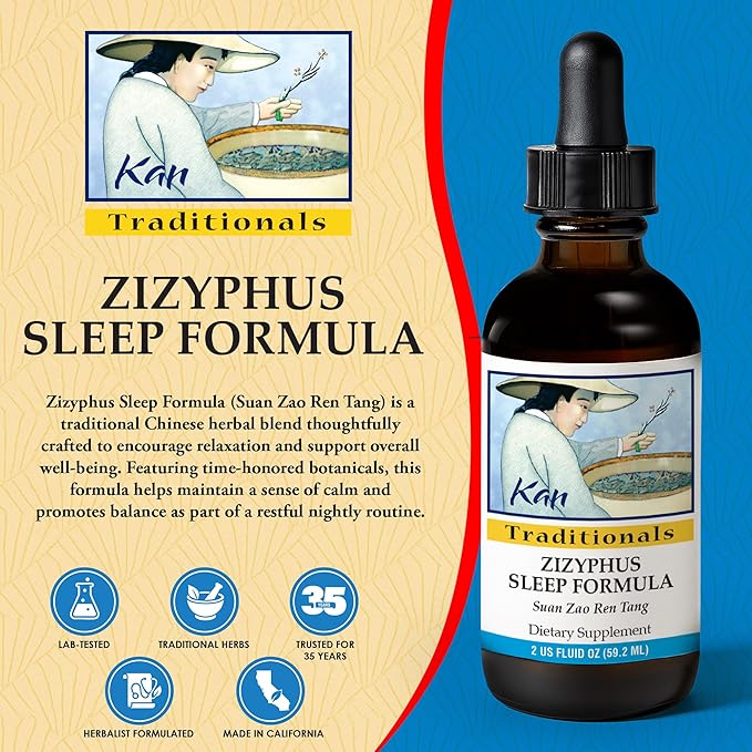 Kan Herbs Company Zizyphus Sleep Formula – Traditional Chinese Herbal Blend for Nighttime Balance and Relaxation Support, Promotes Overall Well-Being and Harmony, Liquid Extract, 2 fl oz