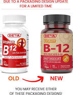 DEVA Vegan Vitamin B12 Fast Dissolve Supplement - Once-Per-Day Complex with 1000 Mcg Methylcobalamin B12, Folic Acid, B6 - Lemon Flavor - 90 Dissolvable Tablets,