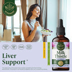 HERBAMAMA Milk Thistle Supplement - Vegan Liver Support with Milk Thistle Extract Tincture - Non-GMO, Alcohol & Sugar-Free Liquid Silymarin Liver Detox Drops, 56-Day Supply