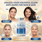 GHK-Cu Copper Peptide Supplement 120 Capsules, 120mcg Ultra High Strength Supplement Supports Skin Elasticity and Hair Vitality, Promotes Natural Collagen Synthesis