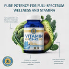 Vykee Nutrition Vitamin D3 K2 Complex - High Potency 140 mcg D3 Vitamin and 110mcg Vitamin K2 (MK-7) - Vegan Supplement for Bone and Heart Support, Non-GMO, Gluten-Free - 120 Count