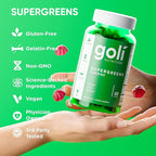 Goli SuperGreen Vitamin Gummy - 180 Count - Essential Vitamins and Minerals - Plant-Based, Vegan, Gluten-Free & Gelatin Free - Health from Within, Pack of 3