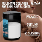 Zeal Naturals Multi Collagen Protein Peptides Powder Types I II III V X - Vitamin C, Biotin & Hyaluronic Acid - Hair, Skin & Nails - Marine, Bovine, Chicken & Eggshell - Chocolate, 45 Servings