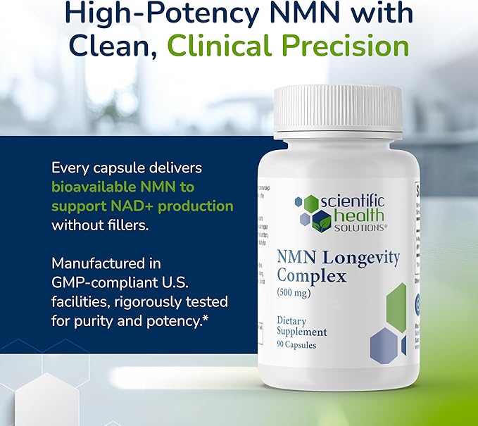 NMN Longevity Complex – Clinically Formulated NMN for NAD⁺ Production, Cellular Energy & Cognitive Vitality – Supports Mitochondrial Function & Healthy Aging – 500mg (2-Pack)
