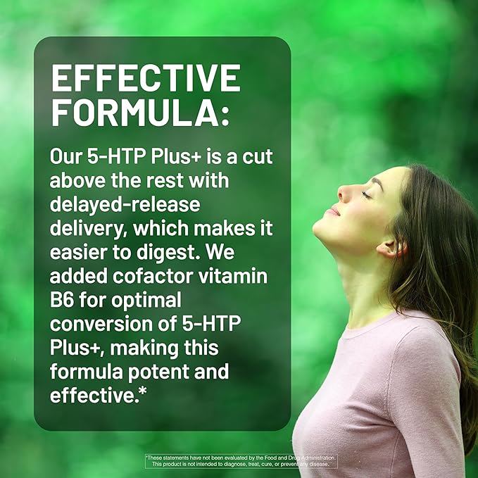 NatureWise 5-HTP 200mg Supplement from Griffonia Seeds with Cofactor Vitamin B6 - Mood Support and Natural Sleep Aid for Adults - Delayed-Release, Vegan - 60 Count[2-Month Supply]