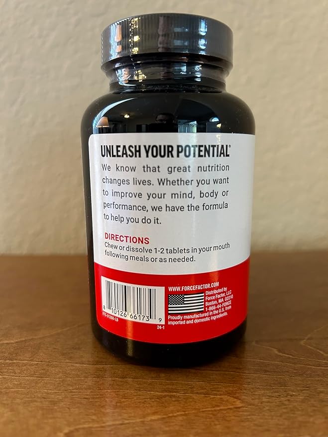 Force Factor Papaya Enzymes Complex, Digestion Supplement and Bloating Relief with Amylase and Bromelain, Support Healthy Digestion, Sugar Free, Non-GMO, Tropical Fruit Flavor, 180 Chewable Tablets