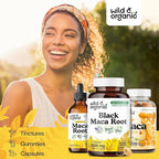 Wild & Organic Black Maca Root Capsules for Women & Men 500 mg - Overall Support - 120 Vegan Capsules with Maca Powder - Men & Women Supplement - 120 Days Supply, Non-GMO, No Fillers, Gluten-Free