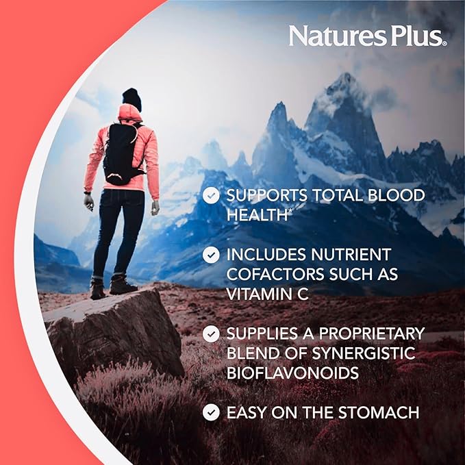 NaturesPlus Hema-Plex Iron - 60 Fast-Acting Capsules - 85 mg Chelated Iron - Total Blood Health - with Vitamin C & Bioflavonoids - Vegan, Gluten Free - 30 Servings