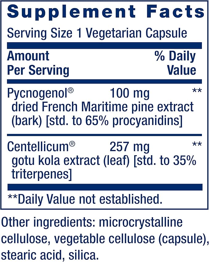 Life Extension Pycnogenol French Maritime Pine Bark & Gotu Kola Arterial Health Supplements - 60 & 30 Vegetarian Capsules