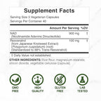 NAD+ Resveratrol Supplement 1,000mg Per Serving, 120 Veggie Capsules | 2-in-1 Extra Strength NMN Supplement Alternative | NAD Supplements for Women & Men | Non-GMO, Gluten Free