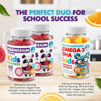 DR. MORITZ Calm Magnesium Gummies for Kids (60 Count, 2 Pack) and Kids Omega 3 Gummies (90 Count) Bundle - Low Sugar, Vegetarian, No Fish Oil