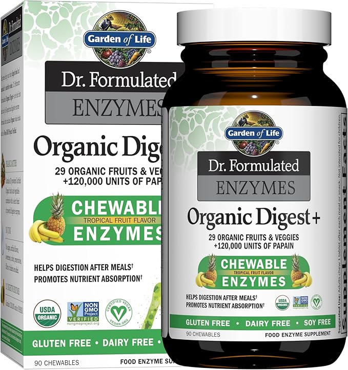 Garden of Life Dr Formulated Digestive Enzymes with Papain, Bromelain & Zinc Supplements 30mg High Potency Raw Zinc and Vitamin C Multimineral Supplement
