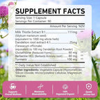 OMOGS Organic Milk Thistle, Herbal Liver Support Milk Thistle Supplement, with Dandelion Root, Glutathione, Berberine HCL &Turmeric, Support Liver Cleanse Detox & Repair, 90 Capsules
