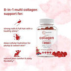 Micro Ingredients Multi Collagen Peptides, 120 Collagen Gummies | Type I,II,III,V,X Protein with Biotin, Hyaluronic Acid, & Vitamin C Complex | Pomegranate & Berry Flavored | Sugar Free, Non-GMO