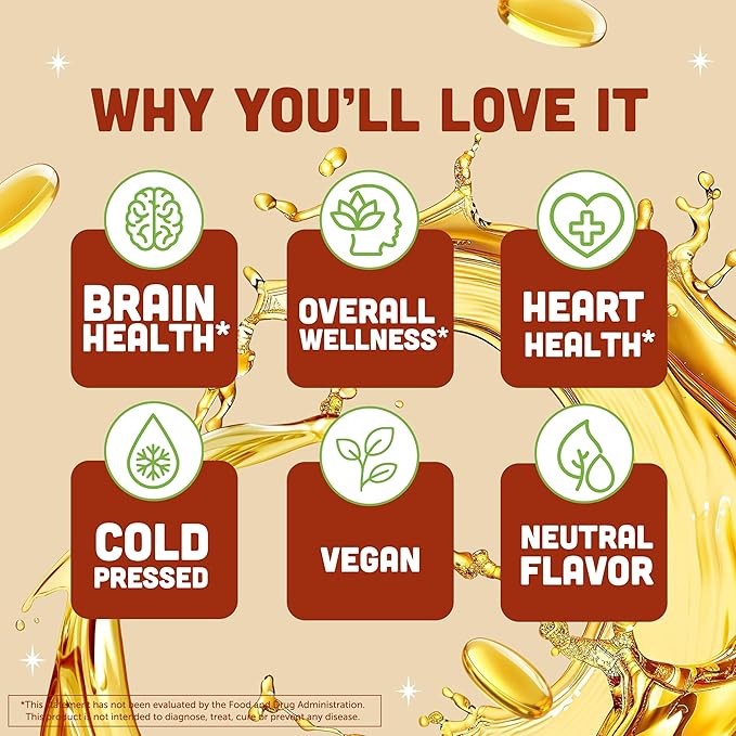 Barlean's Vegan Flaxseed Oil Supplements, Cold-Pressed Flax Seed Supplement Softgels with 1650 mg ALA Fatty Acids, 250 Count