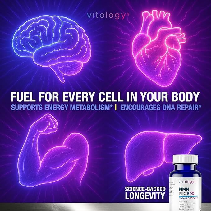 NMN-PRO 500mg – Pure NMN Supplement 99%+ High Purity Nicotinamide Mononucleotide – Supports NAD+ Levels, Cellular Energy, Healthy Aging, DNA Repair & Longevity – 60 Capsules