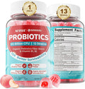 NEVISS Probiotic + Prebiotic Gummies for Adults & Kids 4+, Sugar Free Chewable 50 Billion CFUs w/Fiber, Vitamin B1 B2 D3 & Zinc, for Digestive & Gut Health, Boost Microflora Diversity, 60 Cts