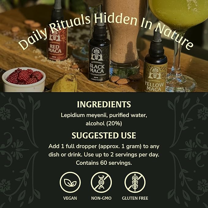 Black Maca Extract 50ml – Andean Plant-Based Ingredient for Endurance, Focus & Vitality | Traditionally Used for Generations | Vegan, Non-GMO Clean Maca Root Drops – 60 Servings
