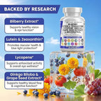 Clean Nutra Eye Vitamins with Bilberry Lutein and Zeaxanthin Supplements Lycopene 40mg Resveratrol Grape Seed Astaxanthin for Eyes - Eye Care Health Support Eye Vitamin and Mineral Supplement