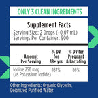 NOVEHA Organic Iodine Drops for Thyroid Health & Metabolism Support - Potassium Iodide Liquid Supplement, 250 mcg per Serving, USDA Organic, Vegan, Non-GMO, Gluten-Free | 30-Month Supply - 2 Fl Oz