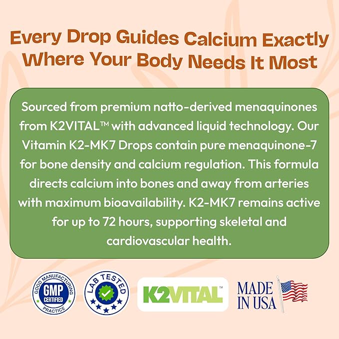 Vitamin K2 MK7 Liquid Supplement – Pure K2MK7 Menaquinone-7 (100 mcg) – Vegan, Non-GMO & Fast-Absorbing – Daily K2 Vitamin Supplement for Bone Strength & Cardiovascular Support (Mixed Berry, 60ml)