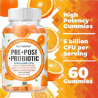 NutraPep Prebiotic Probiotic & Postbiotic Gummies for Women Men & Kids Children - High Potency 5 Billion CFU - Sugar-Free & Gluten 60 Count (Pack of 2)