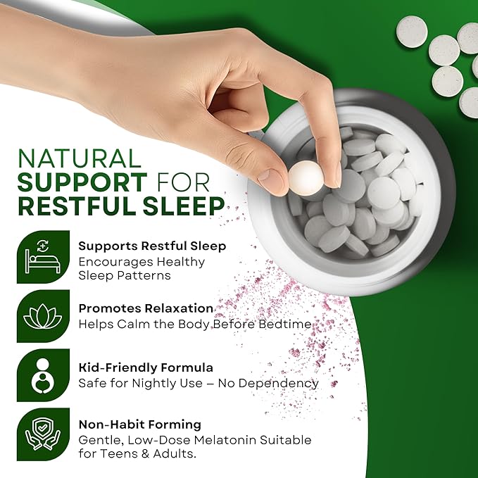 LANDAU 0.3mg-300 mcg Melty Melatonin for Kids & Adults – Easy-to-Take, Fast-Dissolving, Helps You Fall Asleep Faster – Kosher, Made in The USA – 250 Tablets, Cherry Flavor
