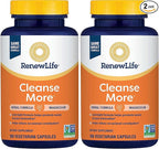 Renew Life Detox Cleanse More,Reduces Bloating and Restores Regularity,Overnight Constipation Relief,Soy,Dairy and Gluten-Free,100 Capsules,(Pack of 2)